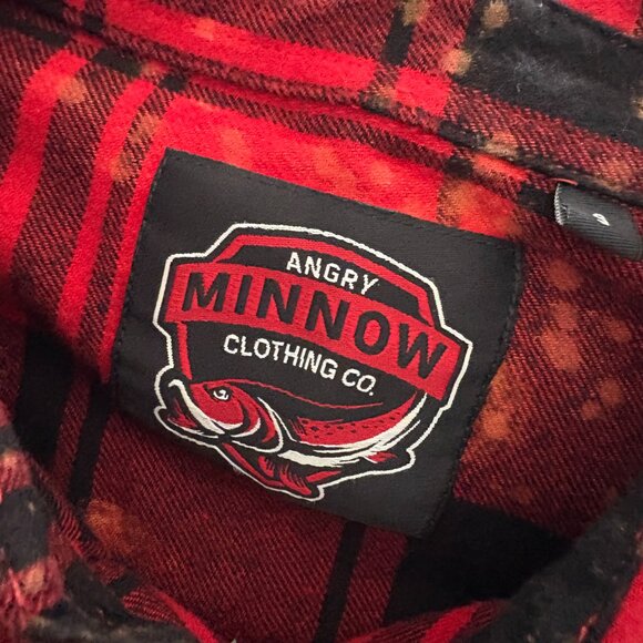 Angry Minnow Flannel Long Sleeve Red Fishing I've Got Bobbers Small - Picture 5 of 5